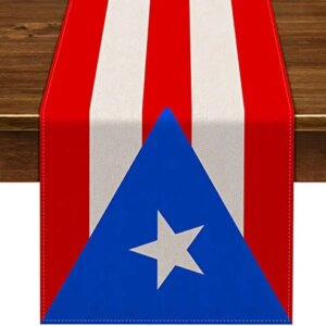 Nepnuser Puerto Rican Table Runner for Puerto Rico Themed Party Decoration Home Kitchen Dining Room Dinner Linen Table Decor