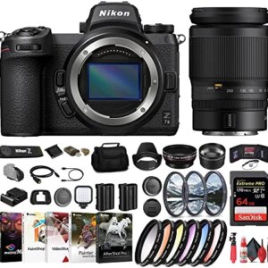 Nikon Z7 II Mirrorless Camera (1653) + Nikon 24-200mm Lens + 64GB Memory Card + Filter Kit + Wide Angle Lens + Color Filter Kit + Lens Hood + Bag + EN-EL15c Battery + Card Reader + More (Renewed)