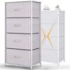 ODK Dresser with 4 Drawers Tall Fabric Storage Tower Organizer Unit for Bedroom Chest for Hallway Closet Easy Assembly Steel Frame and Wood Top, Light Grey