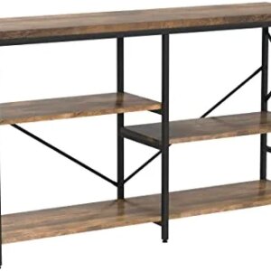 OIAHOMY Industrial Sofa Table,Console Table,3-Tier Industrial Rustic Hallway/Entryway Table,Easy Assembly,for Entryway, Living Room (Rustic Brown)