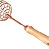 OSBYDddq Wisk Rose Gold Wooden Handle Stainless Steel Manual Whisk,Kitchen Household Baking Gadget Mixer,Cream Milk Whisk Manual Mixer