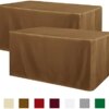 Obstal 2 Pack 4ft Tablecloths for Rectangle Tables - Water Resistant Washable Fabric Polyester Rectangle Table Cover Protector for Wedding, Banquet and Trade Shows（Coffee, 48L x 24W x 30H Inches）