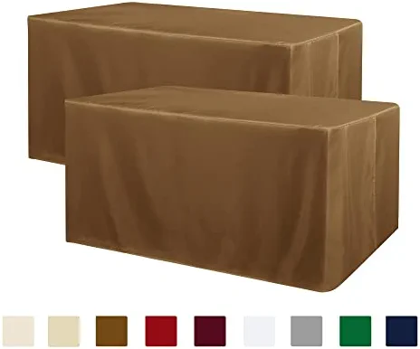 Obstal 2 Pack 4ft Tablecloths for Rectangle Tables - Water Resistant Washable Fabric Polyester Rectangle Table Cover Protector for Wedding, Banquet and Trade Shows（Coffee, 48L x 24W x 30H Inches）