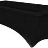 Obstal 6ft Stretch Spandex Table Cover for Standard Folding Tables - Universal Rectangular Fitted Tablecloth Protector for Wedding, Banquet and Party （Black, 72 Length x 30 Width x 30 Height Inches）