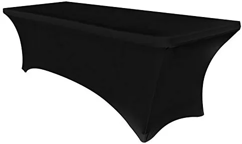 Obstal 6ft Stretch Spandex Table Cover for Standard Folding Tables - Universal Rectangular Fitted Tablecloth Protector for Wedding, Banquet and Party （Black, 72 Length x 30 Width x 30 Height Inches）