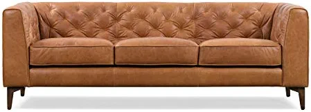 POLY & BARK Essex 89" Sofa in Full-Grain Pure-Aniline Italian Tanned Leather in Cognac Tan