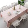 Pahajim Table Cloth Cotton Linen Tablecloth Wrinkle Free Stitching Tassel Tablecloth Rectangle Table Cloth for Dinning Kitchen Tabletop Decoration (Light Pink, Rectangle/Oblong，55 x 71 Inch)