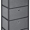 PayLessHere Drawer Dresser Chest Organizer Fabric Storage Chest Drawer Tower Organizer Unit for Bedroom, Living Room, Hallway, Closets & Nursery Wide Sturdy Steel Frame & Wood Top, Grey (4 Drawer)