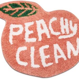 Peach Bathroom Rugs and Mat Cute Bath Mat Plush Coral Pink Peach Bathroom Decor Non Slip Absorbent Peach Bath Rug Funny Soft Peachy Clean Mat Washable Bathtub Rug for Tub and Shower