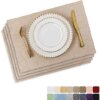 Placemats by Home Brilliant Set of 4 Heat Resistant Dining Table Place Mats Cloth Placemats Kitchen Table Mats Indoor Outdoor Placemat, Light Linen