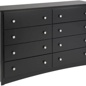 Prepac Sonoma 8 Drawer Double Dresser for Bedroom, 15.75" D x 59" W x 36.25" H, Black