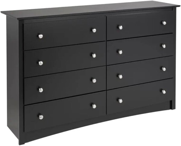 Prepac Sonoma 8 Drawer Double Dresser for Bedroom, 15.75" D x 59" W x 36.25" H, Black