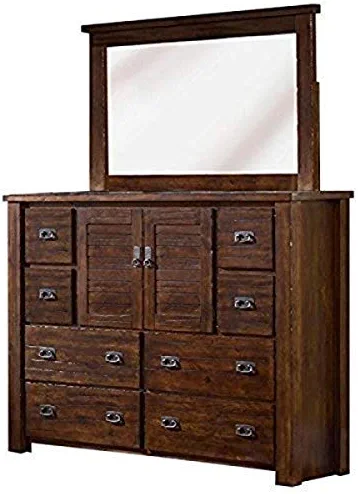 Progressive Furniture Trestlewood Dresser with Mirror, 8-Drawer, Brown