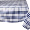 PurpleEssences - Homestead Plaid Check Tablecloth - 100% Cotton - Perfect for Everyday Use or Family Dinners or Indoor or Outdoor Parties (60" x 104", Blue White)