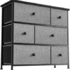 REAHOME 6 Drawer Dresser for Bedroom Chest of Drawers Closets Storage Units Organizer Tower Steel Frame Wooden Top Living Room Entryway Office (Light Gery)