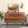 RESOM 6 Drawer Dresser for Bedroom, Mid Century Modern Wooden Dresser with Wide Storage Space and Metal Handles, Wood Storage Chest for Living Room Hallway, Entryway