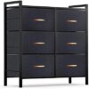 ROMOON Dresser Organizer with 6 Drawers, Fabric Storage Dresser Tower for Bedroom, Hallway, Entryway, Closets - Dark Grey