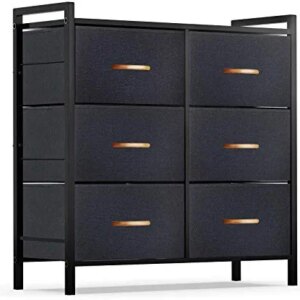 ROMOON Dresser Organizer with 6 Drawers, Fabric Storage Dresser Tower for Bedroom, Hallway, Entryway, Closets - Dark Grey