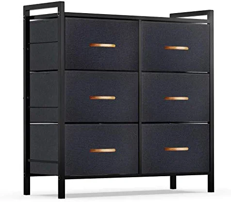 ROMOON Dresser Organizer with 6 Drawers, Fabric Storage Dresser Tower for Bedroom, Hallway, Entryway, Closets - Dark Grey