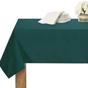 RYB HOME Spillproof Tablecloth Waterproof - Rectangular Table Linen Heat Scratch Resistant Polyester Fabric Tabletop Decor for Kitchen Dining Banquet, 60 x 84, Hunter Green