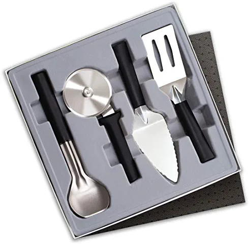 Rada Cutlery 4-Piece Kitchen Utensil Gift Set Stainless Steel Resin Made in USA, Black Handle