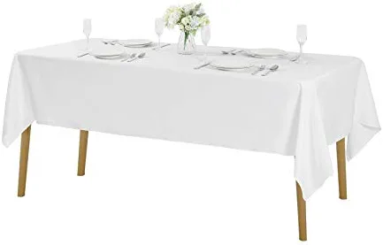 Rectangle Tablecloth 60x120 inch Washable Polyester Fabric Table Cloth for Wedding Party Dining Banquet Decoration（60x120, White）