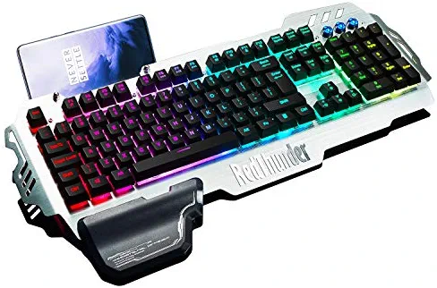 RedThunder K900 Gaming Keyboard, RGB Backlit Semi Mechanical Keyboard with Wrist Rest, Water-Resistant USB Wired Hybrid Ergonomic Keyboard, Teclado Gamer for Desktop Computer PC Mac PS4