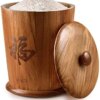 SEFAX Rice Dispenser, Rice Storage Containers with Lid, Large Wooden Cereal Dispenser for Dry Food in Home and Kitchen (Size : Small)