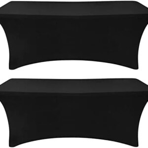 SEPARO - 2Pack, 6FT Spandex Table Cover Fitted Rectangular Tablecloth Stretchable Fabric Lycra Tablecloth 6 ft Wrinkle-Free for Party Dj Tradeshows Banquet Weddings Cocktail, 2 Pcs