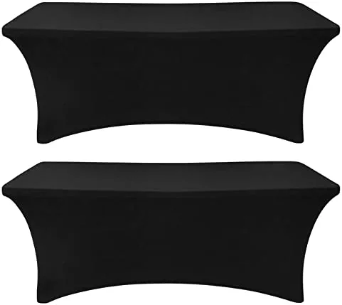 SEPARO - 2Pack, 6FT Spandex Table Cover Fitted Rectangular Tablecloth Stretchable Fabric Lycra Tablecloth 6 ft Wrinkle-Free for Party Dj Tradeshows Banquet Weddings Cocktail, 2 Pcs