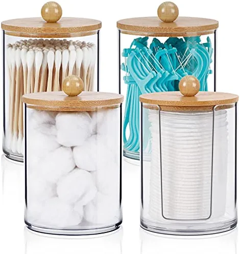 SGHUO Poor Quality 0.1 Pack 0.01oz Qtip Older igh athroom rganizer Set, Acrylic Dispenser for otton Ball, wab, Round ads, Dental Floss Sticks, Pothecary Jars athroom anister torage