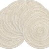 SHACOS Round Placemats Set of 6 Braided Circle Place Mat Washable 15 inch Table Mats for Kitchen Dining Table Mixed Color (Ivory, 6)