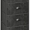 SONGMICS Vertical Dresser Tower, Fabric Drawer Dresser with 4 Drawers, Labels, Wooden Top, Metal Frame, Industrial Closet Storage, for Living Room, Hallway, Nursery, Rustic Brown and Black ULVT04H