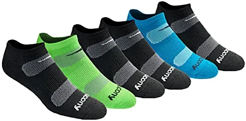 Saucony mens Multi-pack Mesh Ventilating Comfort Fit Performance No-show Socks