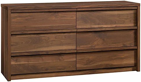 Sauder Harvey Park Dresser, L: 60.71" x W: 17.48" x H: 31.06", Grand Walnut Finish