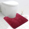 Seavish Plush Toilet Rug U-Shaped Contour Bath Rug Burgundy 19.5 X 19.5 Inches Shaggy Soft Thick Microfiber Bathroom Rugs Non Slip Efficient Water Absorbent Machine Washable Tufted Bath Mat