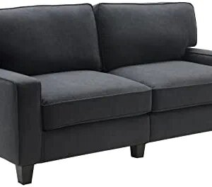 Serta Palisades Upholstered Sofas for Living Room Modern Design Couch, Straight Arms, Soft Fabric Upholstery, Tool-Free Assembly, 73" Sofa, Charcoal