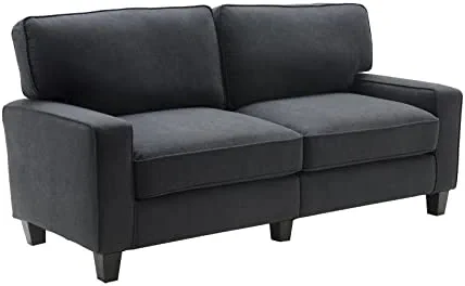 Serta Palisades Upholstered Sofas for Living Room Modern Design Couch, Straight Arms, Soft Fabric Upholstery, Tool-Free Assembly, 73" Sofa, Charcoal