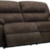 Signature Design by Ashley Bolzano Faux Leather Double Seat Manual Reclining Sofa, Brown