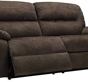 Signature Design by Ashley Bolzano Faux Leather Double Seat Manual Reclining Sofa, Brown