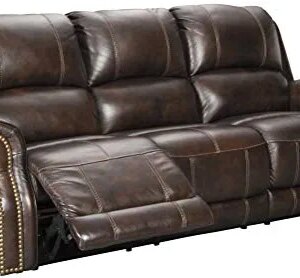 Signature Design by Ashley Buncrana Traditional Power Reclining Sofa with USB Charging Port, Brown