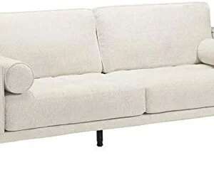 Signature Design by Ashley Caladeron Mid-Century Modern Chenille Sofa, Off-White