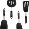 Silicone Rubber Spatula for Nonstick Cookware By Boxiki Kitchen - Cooking Utensils Egg Spatula, Pancake Spatula Utensils -BPA free Kitchen Utensil with Heat Resistant Silicone - Utensils Set of 4