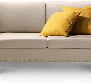 Sleemon Modern 57.5" W Loveseat Sofa, Small Couches with 2 Pillows for Living Room, Bedroom, Love Seat Furniture, Easy Installing Mini Couch for Samll Spaces with Protective Cover-Champagne