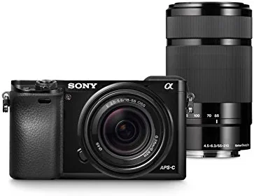 Sony Alpha a6000 Digital Camera Wi-Fi w/ 18-55mm 55-210mm Zoom Lens Bundle (Renewed)