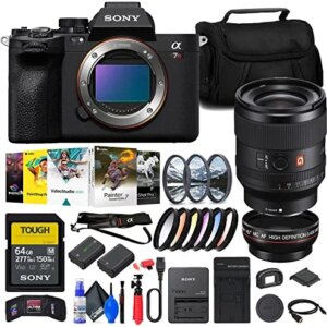 Sony a7R V Mirrorless Camera (ILCE7RM5/B) FE 35mm Lens (SEL35F14GM) + 64GB Memory Card + Filter Kit + Wide Angle Lens + Color Filter Kit + Corel Photo Software + Bag + More