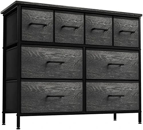 Sorbus Dresser with 8 Faux Wood Drawers - Storage Unit Organizer Chest for Clothes - Bedroom, Hallway, Living Room, Closet, & Dorm Furniture - Steel Frame, Wood Top, & Easy Pull Fabric Bins