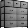 Sorbus Dresser with 9 Drawers - Furniture Storage Chest Tower Unit for Bedroom, Hallway, Closet, Office Organization - Steel Frame, Wood Top, Easy Pull Fabric Bins (9 Drawers, Black)