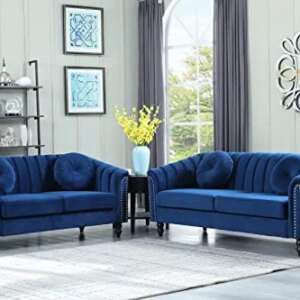 Star Home Living Corp. Jessica 2 Pieces Living Room Set Sectional, Jazz Blue