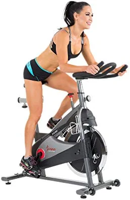 Sunny Health & Fitness Premium Indoor Cycling Exercise Bike with Clip-In Pedals - SF-B1509/C